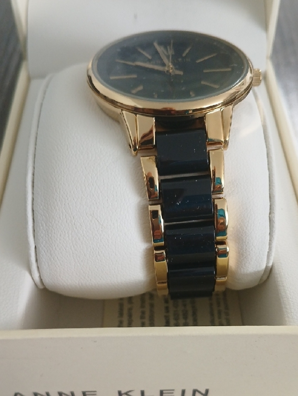 Anne Klein Gold Tone Watch with Black Dial and Bracelet Links - Picture 5 of 5